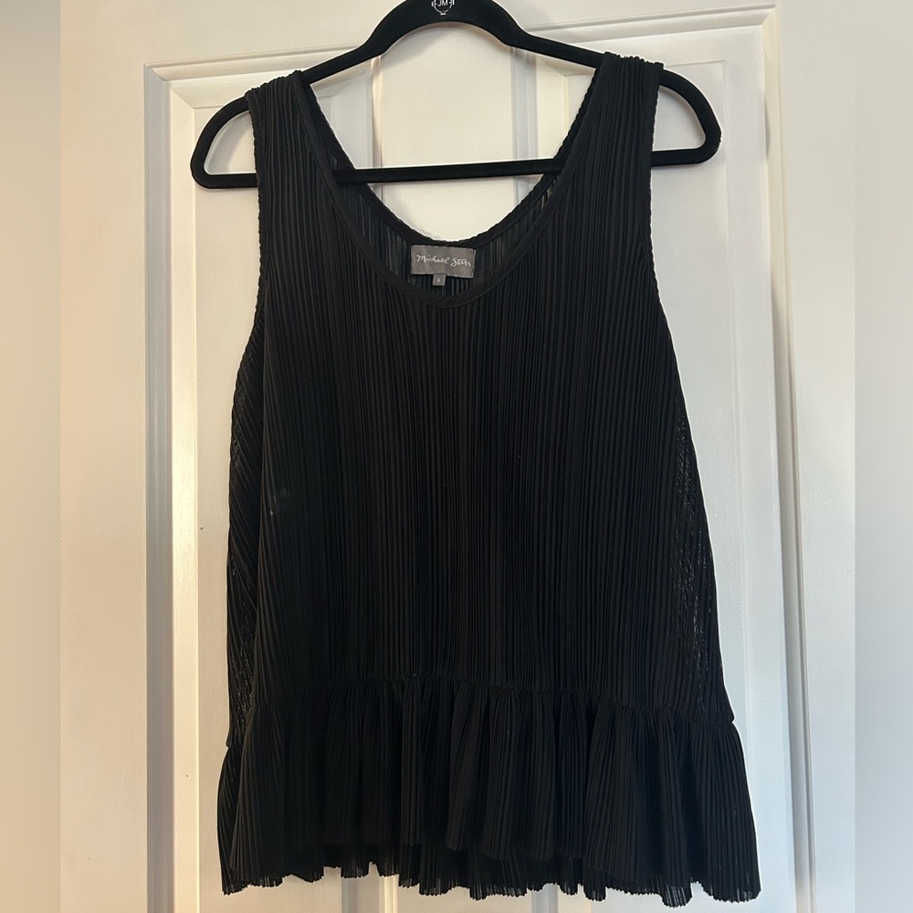 Michael Stars Black Pleated Tank Top